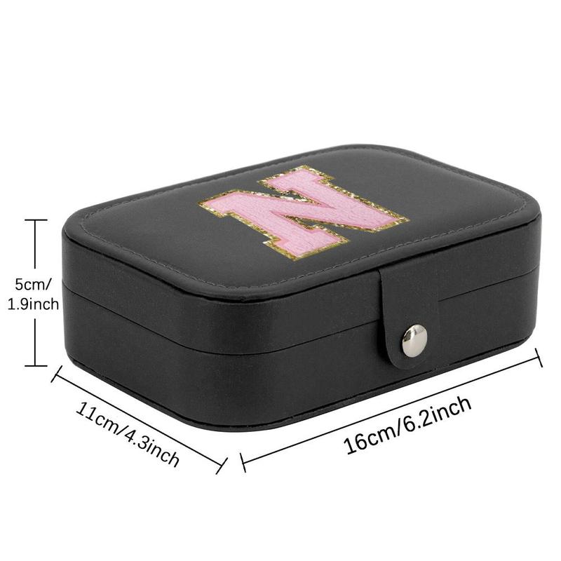 Letter Pattern Jewelry Storage Box, 1 Count Jewelry Organizer, Versatile Organizer for Rings, Earrings, Necklaces, and Small Objects