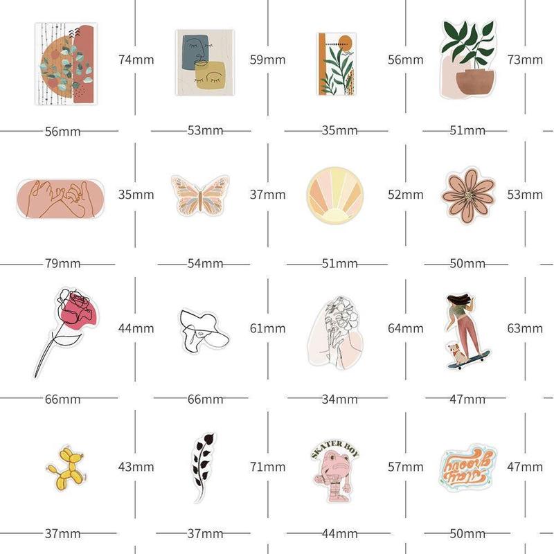 50 Sheets Set Bohemian Style Series Sticker, Mixed Pattern Decorative Graffiti Sticker For DIY Craft Gift