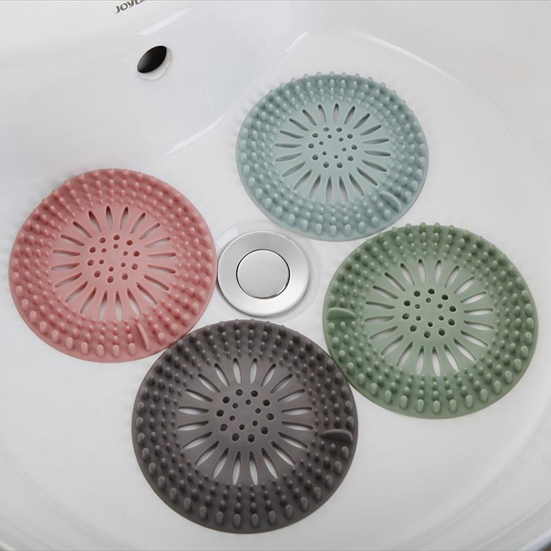 Shower Drain Cover, 4 Counts set Reusable Silicone Shower Hair Drain Cover, Bathroom Shower Drain Cover for Bathtub Sink Home Kitchen Hotel Dormitory