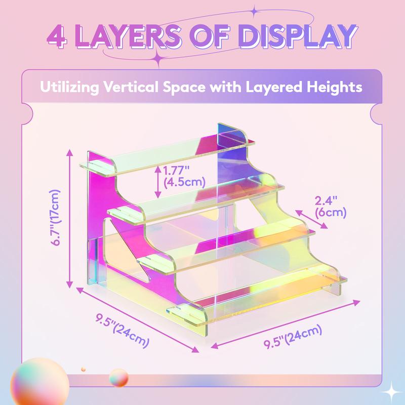 Lifewit 4 Tier Iridescent Acrylic Display Stand for Perfumes, Fragrances,Cologne, Figures, Cupcake, Dessert, Decor fragrance stand Racks