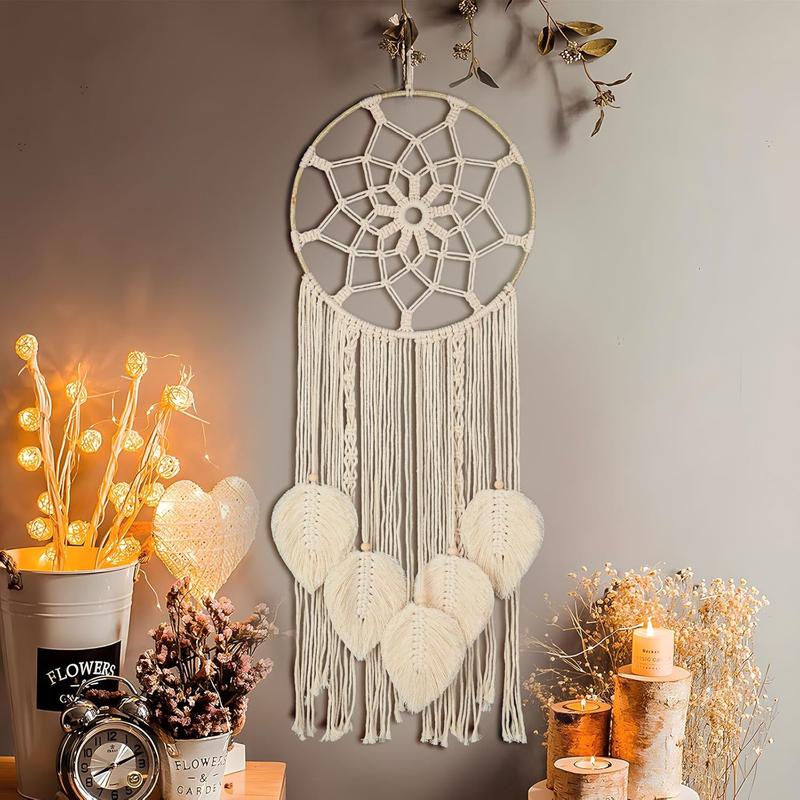 Macrame Dream Catchers for Bedroom Adult Dream Catcher Wall Decor Large Boho Wall Hanging with 5 Woven Feather Tassels Home Decoration Ornament Craft Gift