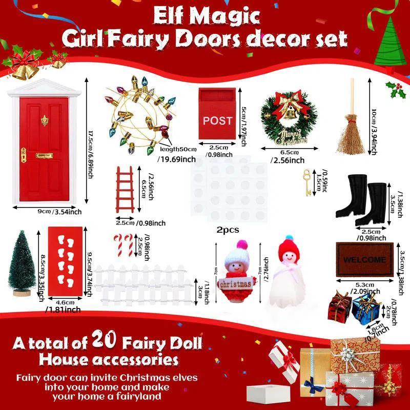 Christmas Elf Door Decorations, 20pcs set Fairy Door & Tree & Shoes & Other Accessories, Festive & Party Supplies for Home Decor