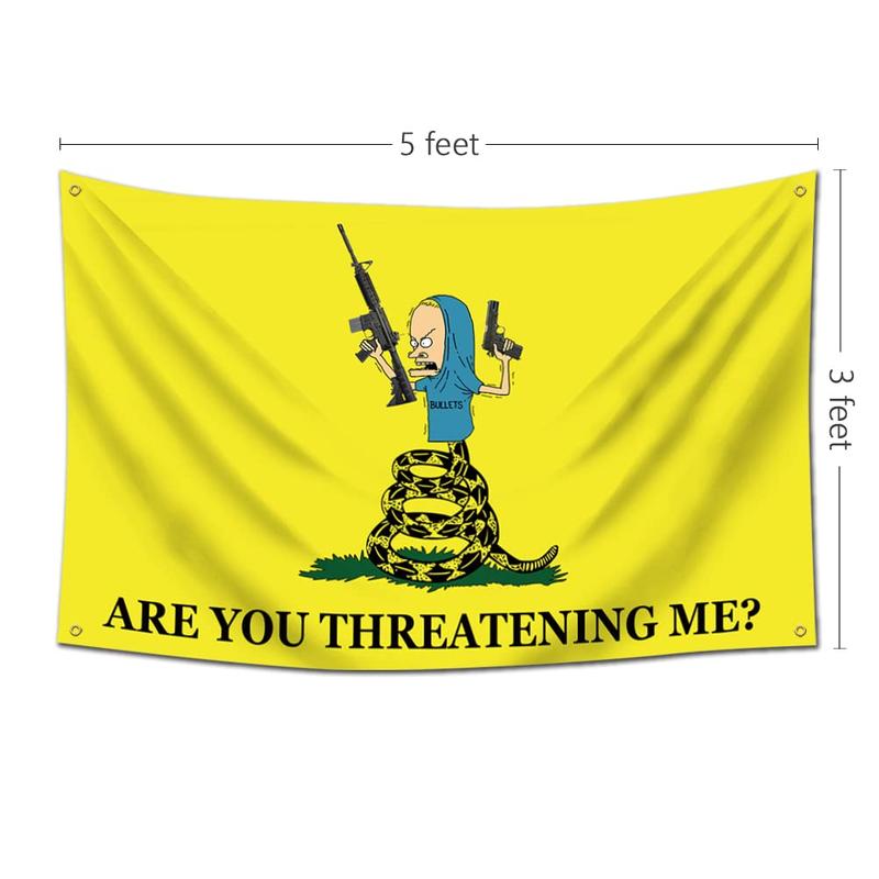 Are You Threatening Me Flag banner 3x5 Feet Banner,Funny Poster UV Resistance Fading & Durable Man Cave Wall Flag with 4 Brass Grommets for College Dorm Room Decor