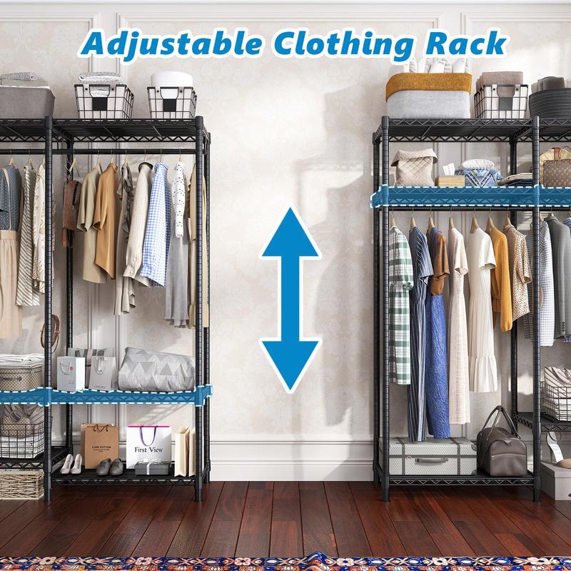 RaybeeFurniture Heavy Duty Clothes Rack with Cover, Loads 795 LBS for Hanging Clothes, Free Standing & Portable Closet Organiser