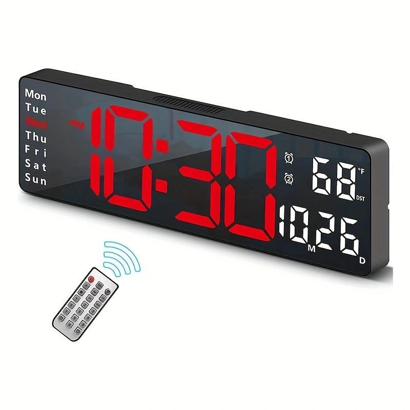 Digital Clock, Battery Powered Electronic Clock with Temperature Display, Home Decor for Living Room Bedroom Office