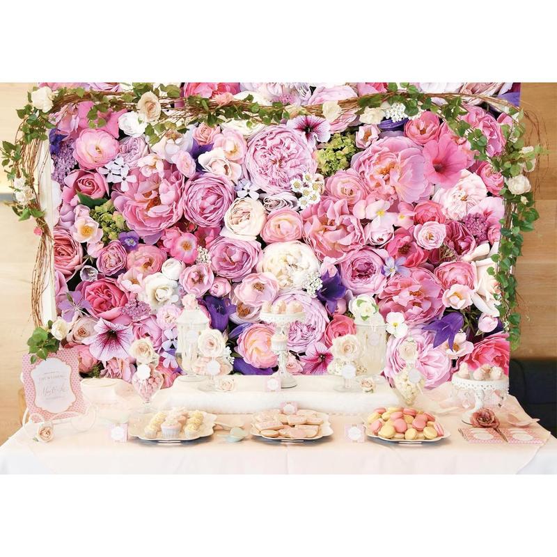 Pink Floral Photography Backdrop Mother's Day Decoration 7x5FT Flower Wall Photo Background for Girls Bridal Wedding  Shower Birthday Party Cake Tables Decoration Studio Props