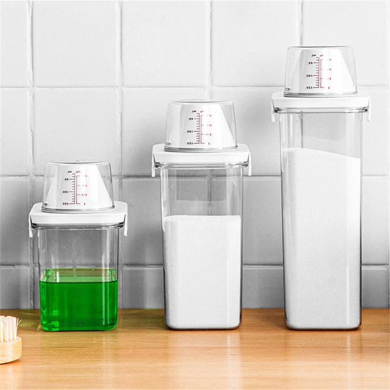 Clear Detergent Container, 1 Count 3 Counts Transparent Detergent Storage Box with Lid, Household Detergent Storage Container for Home Bathroom