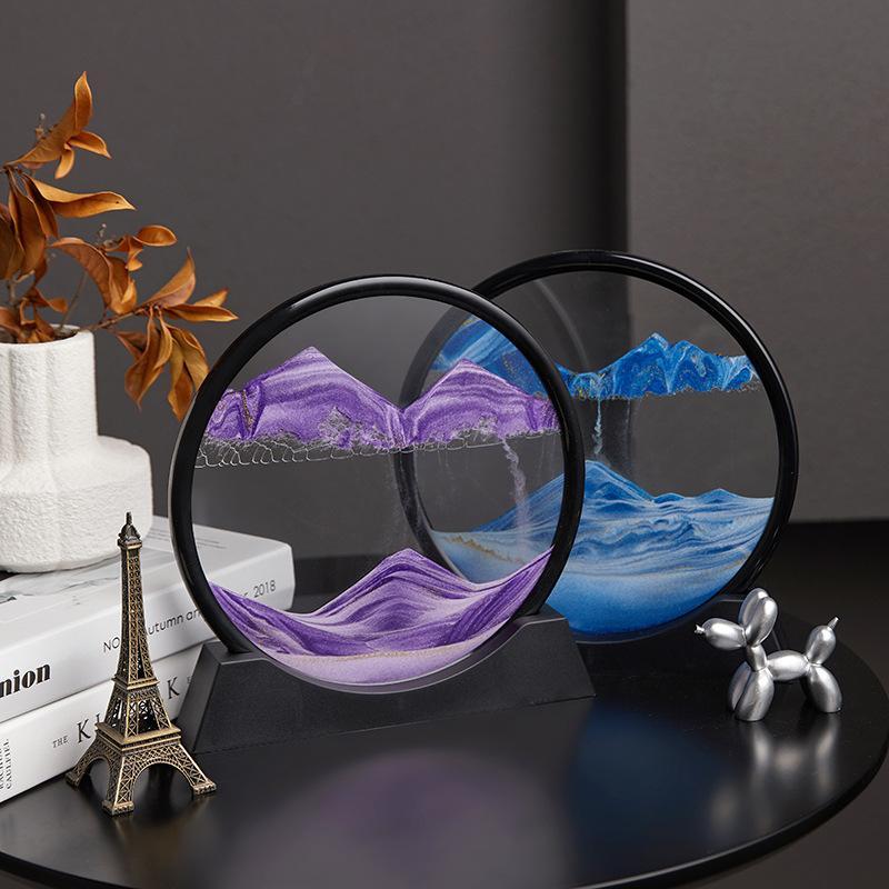 Dynamic Sand Art Design Glass Frame, 1 Count Creative Desktop Decoration, Decorative Ornament for Home Living Room Bedroom Office