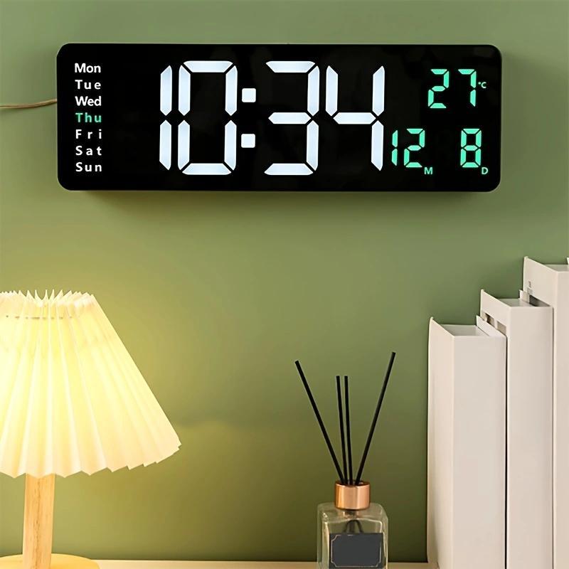 Digital Clock, Battery Powered Electronic Clock with Temperature Display, Home Decor for Living Room Bedroom Office