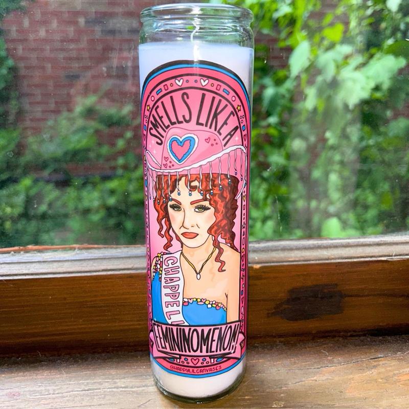 chappell roan prayer candle - femininomenon art  pink pony club gift - home decor