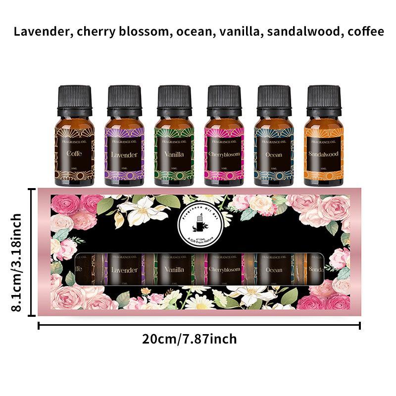 10ML Essential Oil Set, 6 Counts set Indoor Air Purification Humidifier Essential Oil with Box, Water Soluble Plant Essential Oil for Home Fragrance