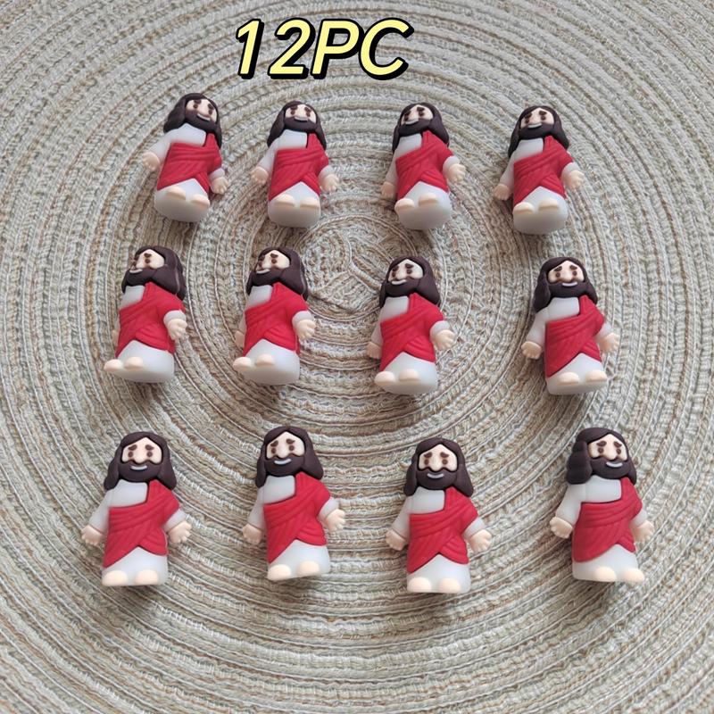 Jesus Figure Ornament, 12pcs Cute Mini Jesus Statue, Home Decor for Living Room, Bedroom, Office, Party