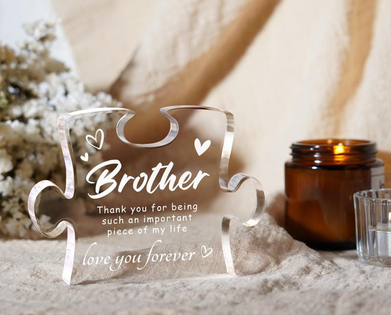 Gifts for Brother, Birthday Gifts for Brother from Sister Brother - 4.9 x 3.7 inch Acrylic Block, Graduation Wedding Christmas Gifts for Brothers, Best Brother Gifts Ideas