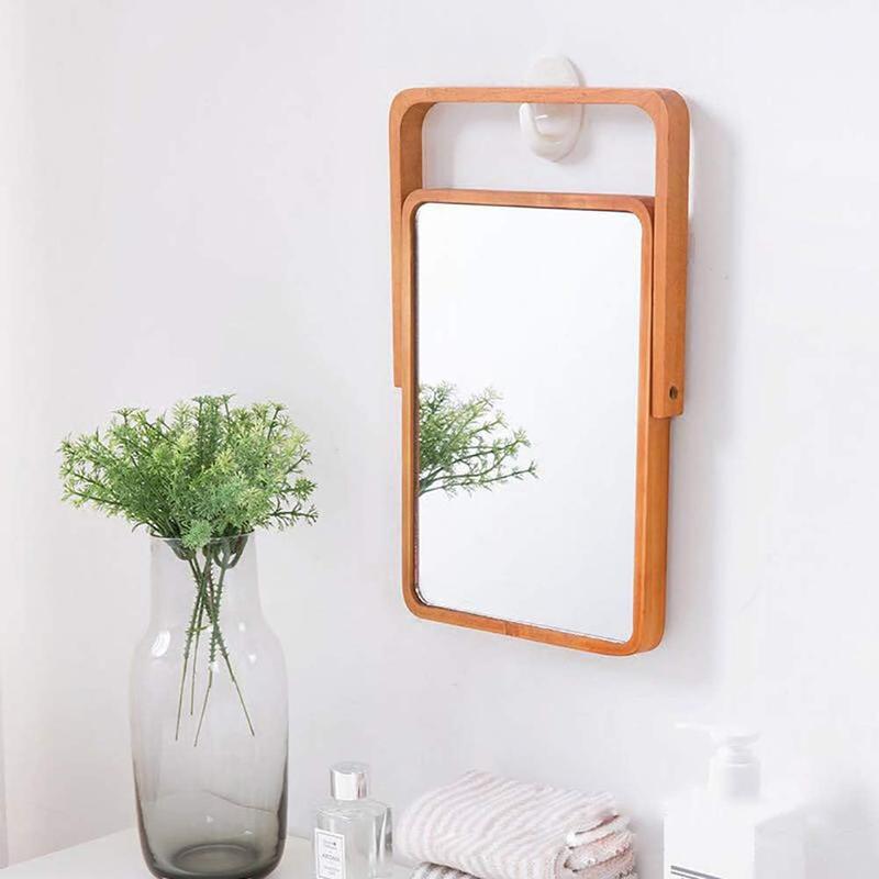 Desk Makeup Mirrors with Wood - Rectangle Wall-Mounted Mirrors Table Mirrors for Living Room Bedroom Birthday Gifts Decor