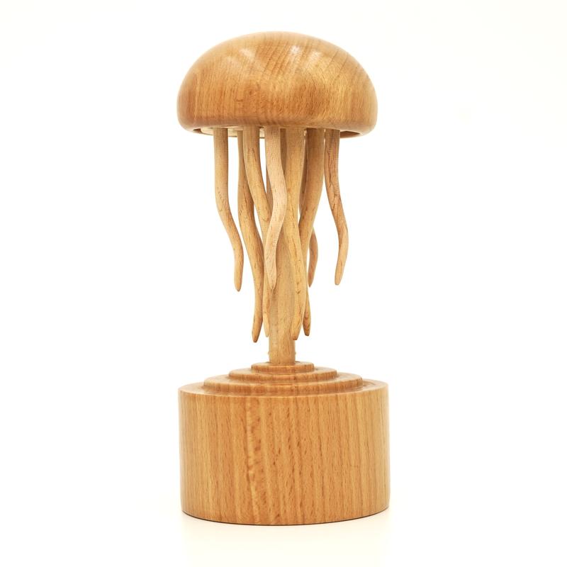 BAI GU UNCLE  Handmade Self-healing Wooden Mechanical Jellyfish Creative Gift for Christmas or Birthday New House Decoration Supplies