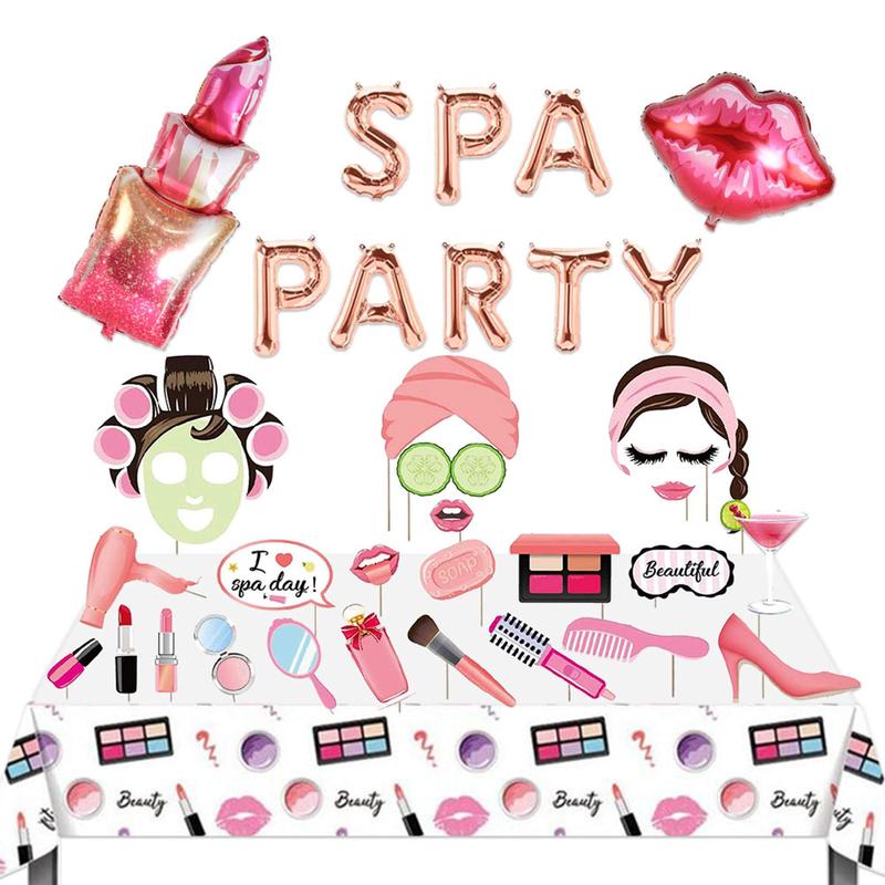 Spa Party Balloon Set, 13pcs set Pajama Party Balloon, Party Balloons, Party Decorations for Spa Party Makeup Party Salon Party