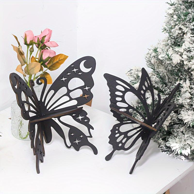 Butterfly Candlestick Storage Rack Black Small Butterfly Style Hollow Candlestick Key Small Pottery Storage Rack Simple Homestay Home Wall Decoration Shelves