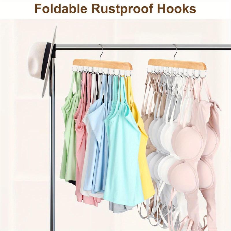 Bra Hanger with 20 Hooks, 1 Count Space Saving Wooden Hanger for Closet, Hanger for Underwears, Ties, Camisoles & Belts, Household Organizer for Closet, Wardrobe, Dorm