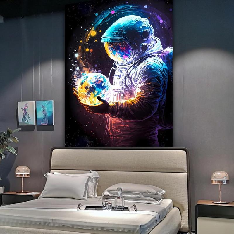 Cool Space Astronaut Tapestry for Bedroom, Fantasy Spaceman Tapestries Wall Hanging for Men, Colorful Galaxy Vertical Poster for Men Guys Living Dorm Room Decor 40inx60in