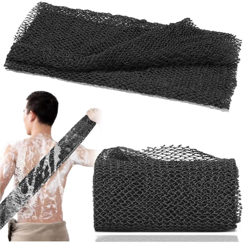 African Net Long Bath Net Sponge,Bathing Body Exfoliating Shower Body Back Scrubber Skin Smoother,Stretch Length to 66 INCH -Black(Creative Home) Accessories