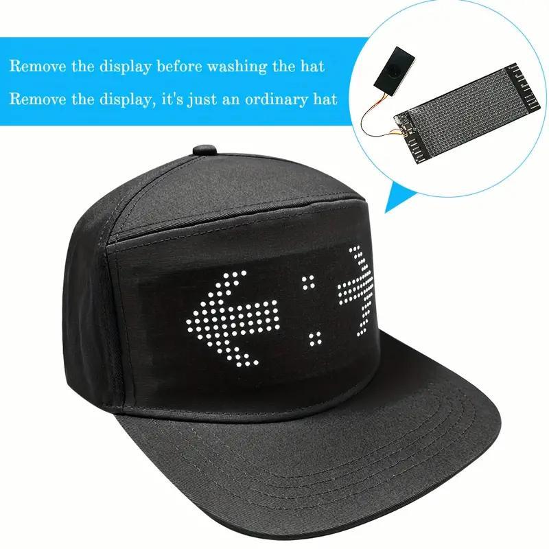 LED Light Up Heart Shaped Hat, Rechargeable Bluetooth-compatible LED Hat Display Message, Funny LED Caps for Party, Party Supplies