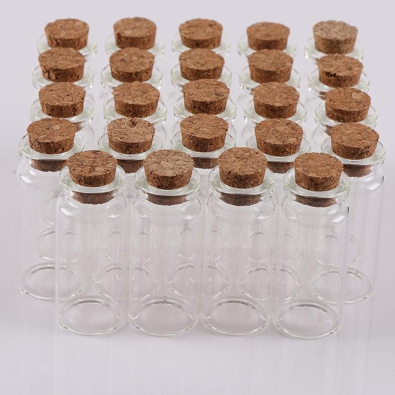 24PCS 10ml Glass Bottles Cork Stoppers DIY Decoration Mini Glass Vials Cork Message Glass Bottle Vial Cork,Small Glass Bottles Jars Corks for Wedding Party Favors Organiser Canister Organiser Canister Tin