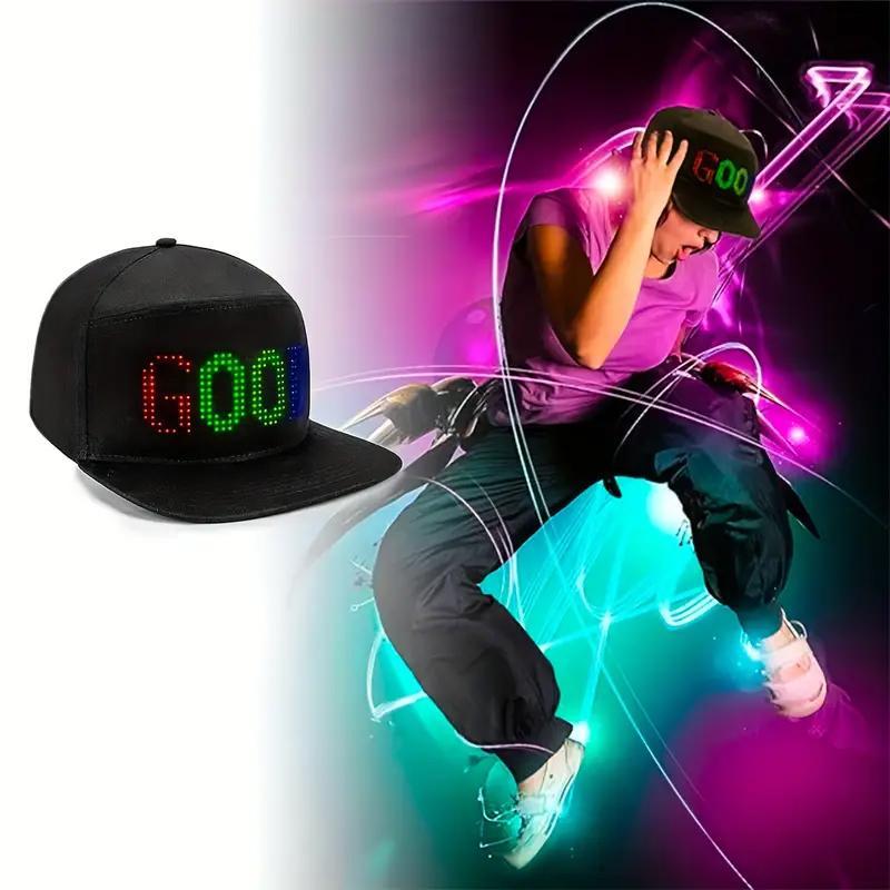 LED Light Up Heart Shaped Hat, Rechargeable Bluetooth-compatible LED Hat Display Message, Funny LED Caps for Party, Party Supplies