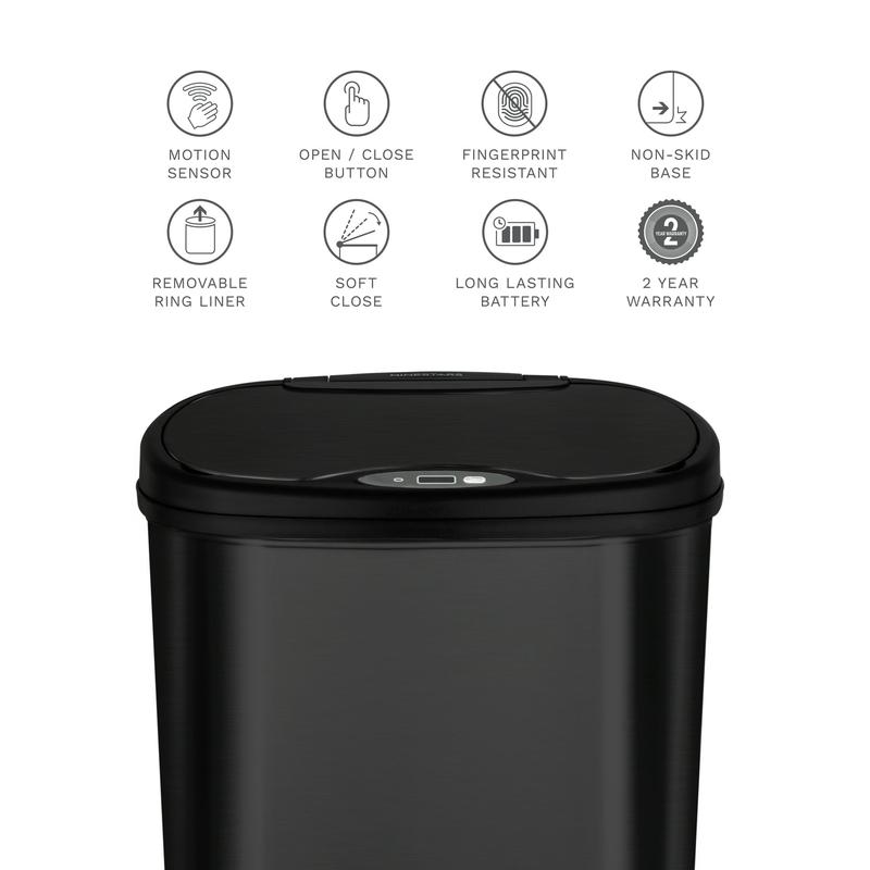 Nine Stars 13.2 Gallon Trash Can, Motion Sensor Kitchen Trash Can, Stainless Steel