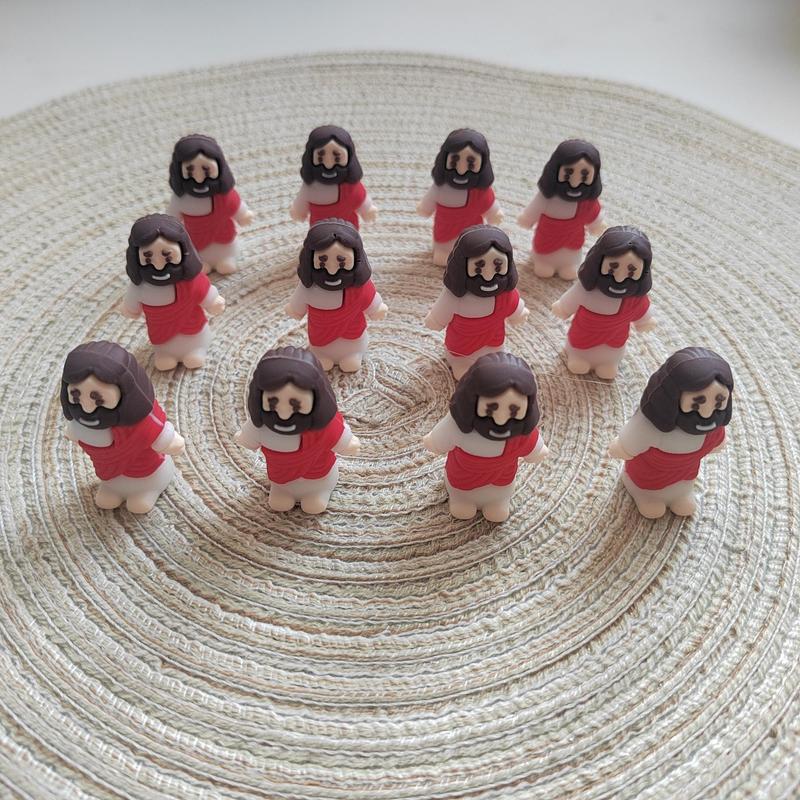 Jesus Figure Ornament, 12pcs Cute Mini Jesus Statue, Home Decor for Living Room, Bedroom, Office, Party