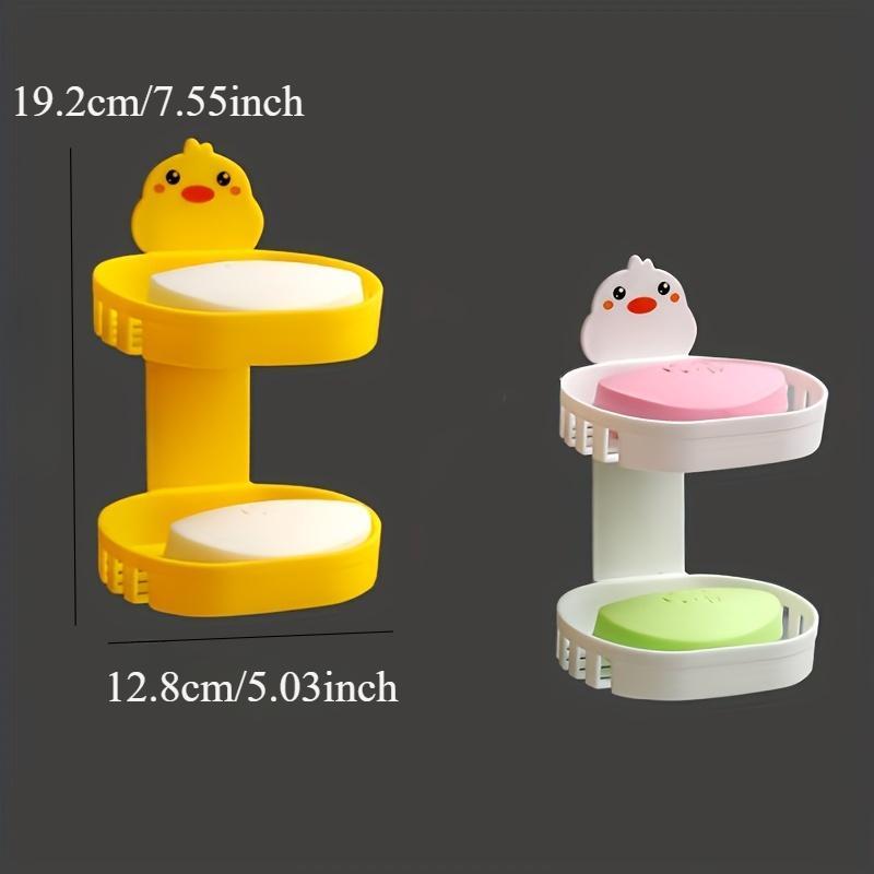 Double Layer Soap Draining Holder, 1 Count Cute Cartoon Chicken Design Wall Mounted Soap Bar Holder, Soap Storage Rack for Bathroom Kitchen, Home Organizer