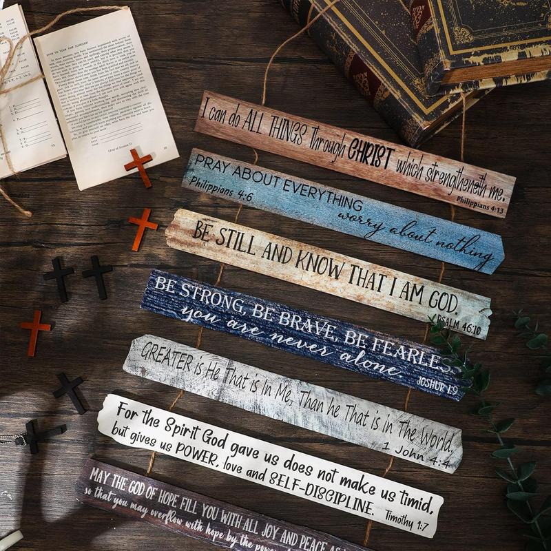 Christian Wall Art Wooden Bible Verses Wall Decor Scripture Wall Art Religious Inspirational Wood Sign for Office Bathroom Bedroom Rustic Farmhouse Kitchen Living Room Women Room (Retro Pattern)