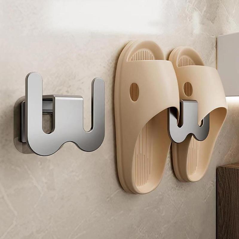 Wall Mounted Behind The Door Shoe Storage Hook, 2 Counts Punch Free Shoe Storage Rack, Shoe Drain Holder for Bathroom, Toilet, Living Room, Bedroom