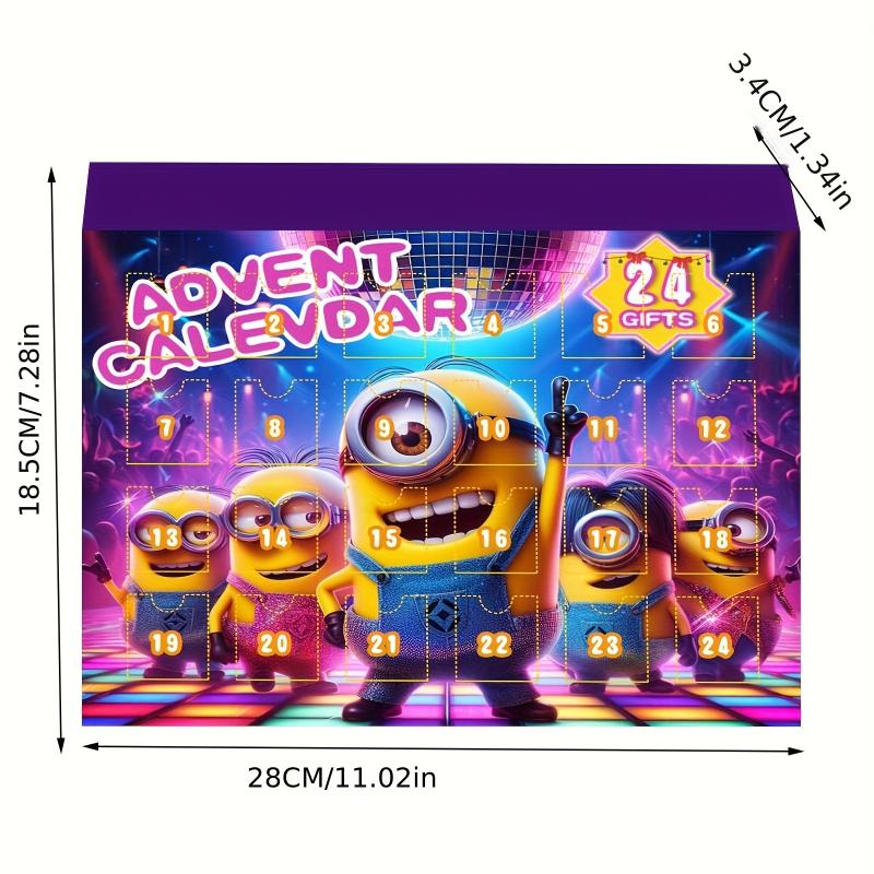 Minions Series Christmas Countdown Calendar - 24-Day Countdown Surprise Mystery Box, with 24 Random Collectible Character Dolls, Artistic Decor Style, PVC, No Electricity Required, Very Suitable for Christmas and New Year Gifts