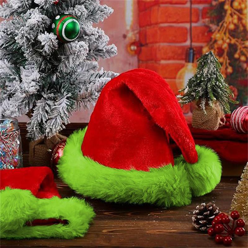 Christmas Adult Hat Plush Green Monster Red and Green Comfortable Soft Fashion Hat