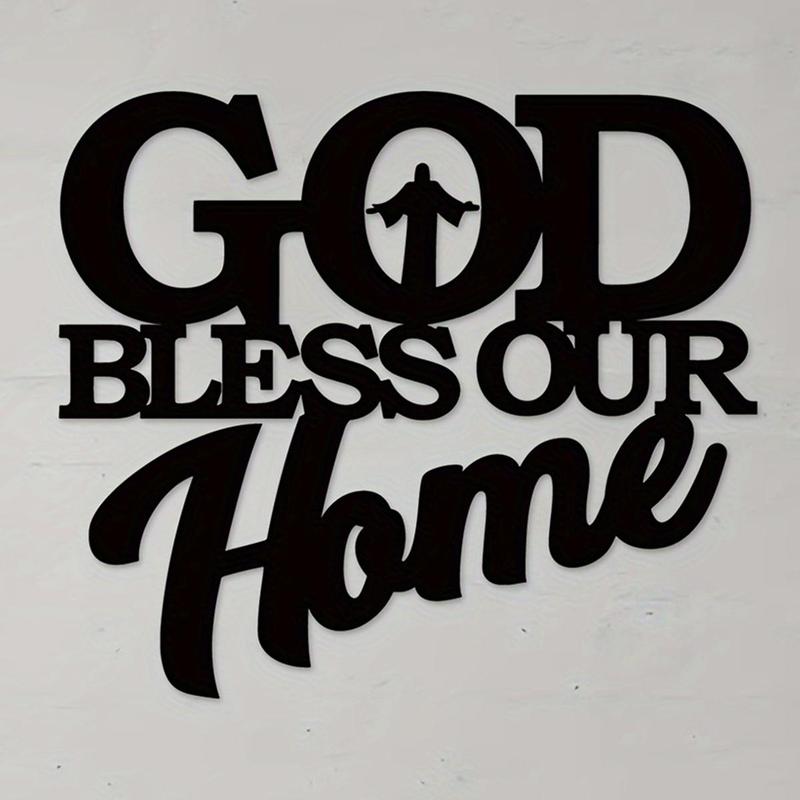 God Bless Our Home Letter Design Wall Decor, Creative Iron Wall Art, Wall Hanging Decor for Home Living Room Bedroom, Home Decor