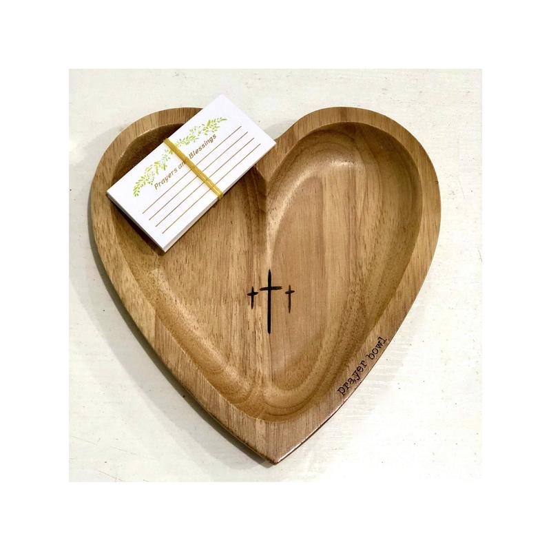 DREAMSCAPE1pc Heart-Shaped Prayer Bowl With Carved Cross And 