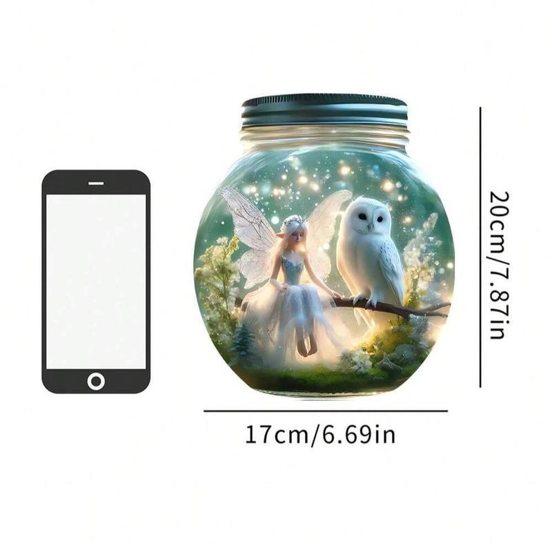 Fairy in Jar Design Hanging Decor, 1 Count Acrylic Sunshade Pendant, Hanging Decor for Living Room, Bedroom, Porch, Courtyard