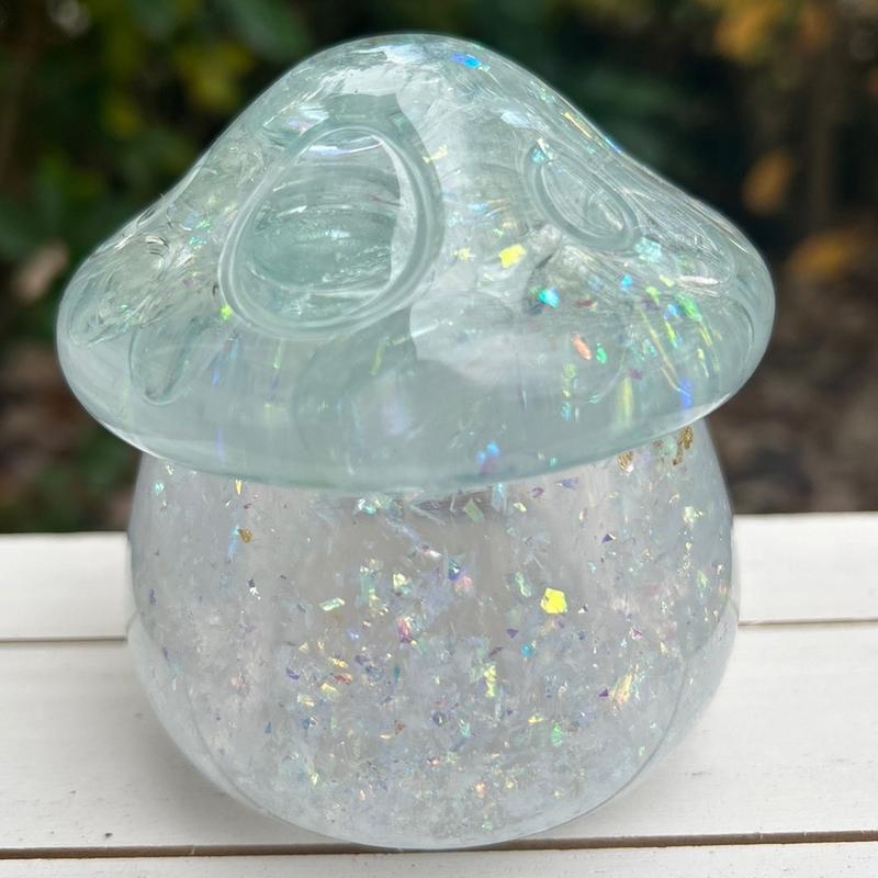 Iridescent Mushroom Jar - Vanity decor & storage