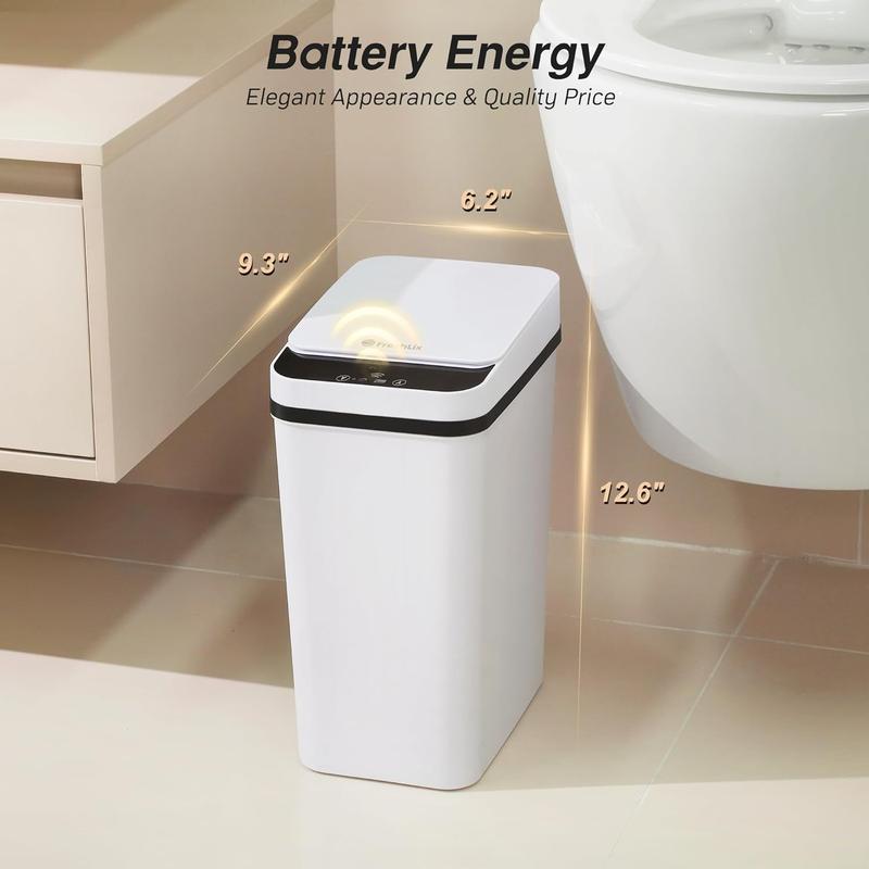 2.6 Gallon Touchless Bathroom Trash Can, Slim Smart Diaper Bin for Bedroom, Office, RV, Waterproof Automatic Trash Can for Living Room & Bathroom