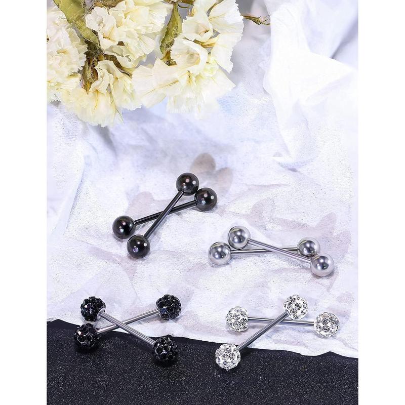 Surgical Steel Tongue Ring Nipple Shield Barbell Ring Bar Nipplerings Body Piercing Jewelry for Women Men