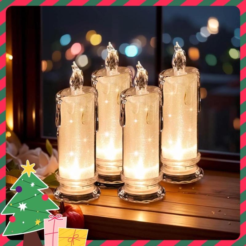 LED Candle Light, 1 Set Battery Powered Christmas Flameless Candle Light Ornaments, Decorative Candle Light for Home Party Wedding Festival