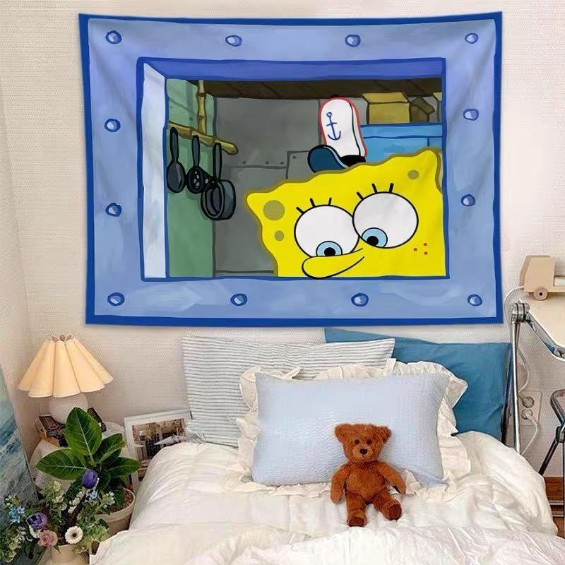 Christmas Gift - Cartoon Tapestry Back to school Dormitory Bedroom Wall Decoration Creative Background Cloth Cute Quirky Hanging Halloween gift tapestry wall