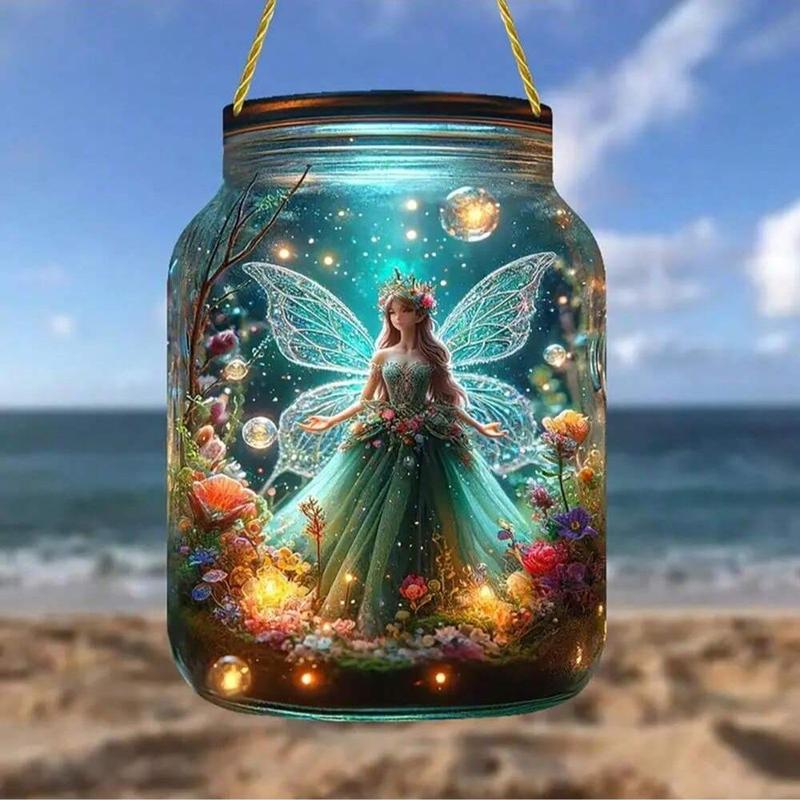 Fairy in Jar Design Hanging Decor, 1 Count Acrylic Sunshade Pendant, Hanging Decor for Living Room, Bedroom, Porch, Courtyard