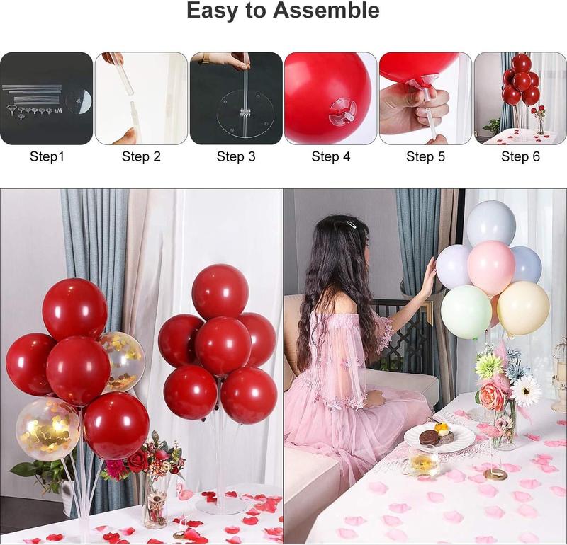 4pcs Balloon Stand Kit Balloon Table Stand Kit balloon sticks with cups easy assembly Balloon Holder 2set Clear Balloon Stand Kit Including 11 sticks, 7 cups, 4 union joints and 1 base per Tree Transparent