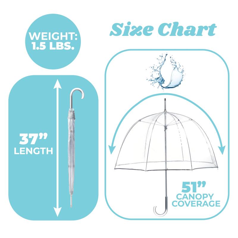 Adult Clear Bubble Umbrella with Dome Canopy and Lightweight Wind and Rain Protection