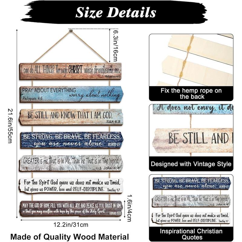 Christian Wall Art Wooden Bible Verses Wall Decor Scripture Wall Art Religious Inspirational Wood Sign for Office Bathroom Bedroom Rustic Farmhouse Kitchen Living Room Women Room (Retro Pattern)