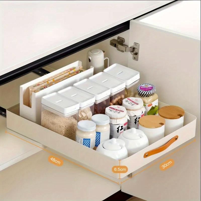 「12h to ship」Pull out Cabinet Organizer Fixed with Adhesive Nano Film, Heavy Duty Slide Out Pantry Shelves Drawer Storage, Pull Out Drawer for Kitchen, Pantry, Bathroom, 11.81