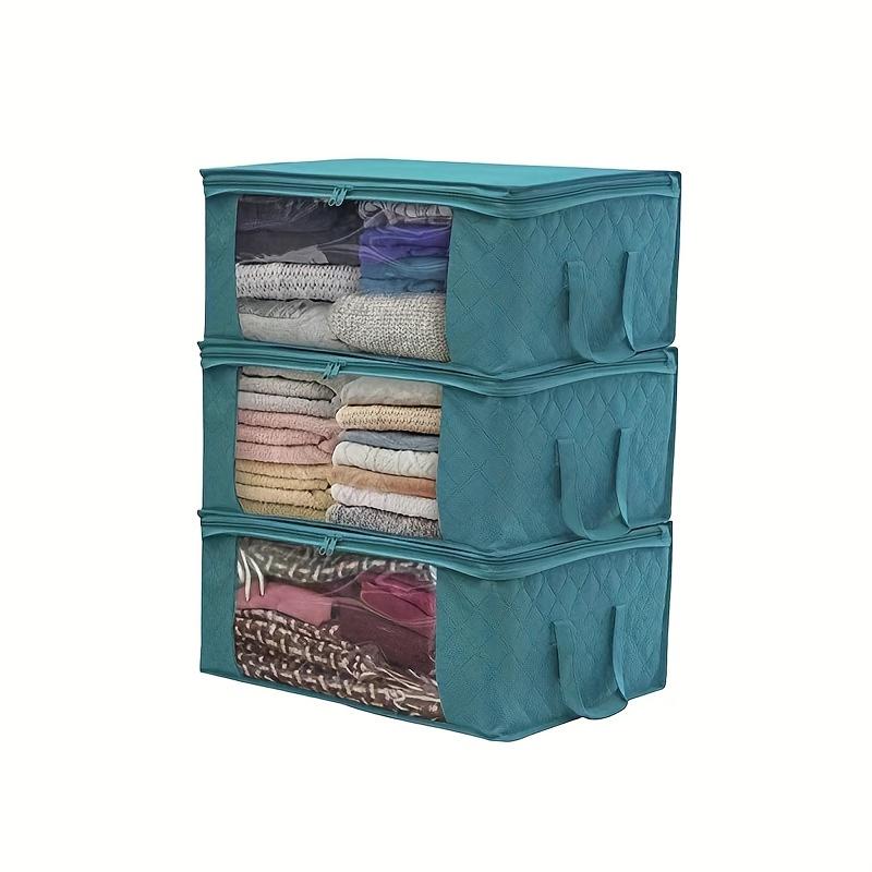 1 3pcs Foldable Storage Bags - Large Capacity Clothes Storage Containers with Lids and Handles for Organizing Bedroom Closet, Comforter Organization, and Storing Blankets, Clothing, and More