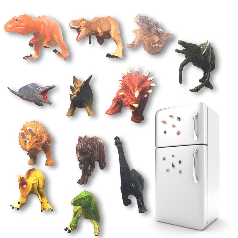 Cartoon Dinosaur Design Refrigerator Magnet, 12pcs set Cute Creative Magnet for Fridge, Home Decor Supplies for Kitchen, Summer Gift Ideas