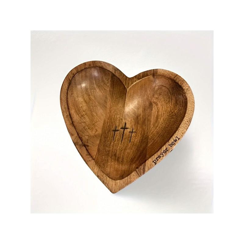 DREAMSCAPE1pc Heart-Shaped Prayer Bowl With Carved Cross And 